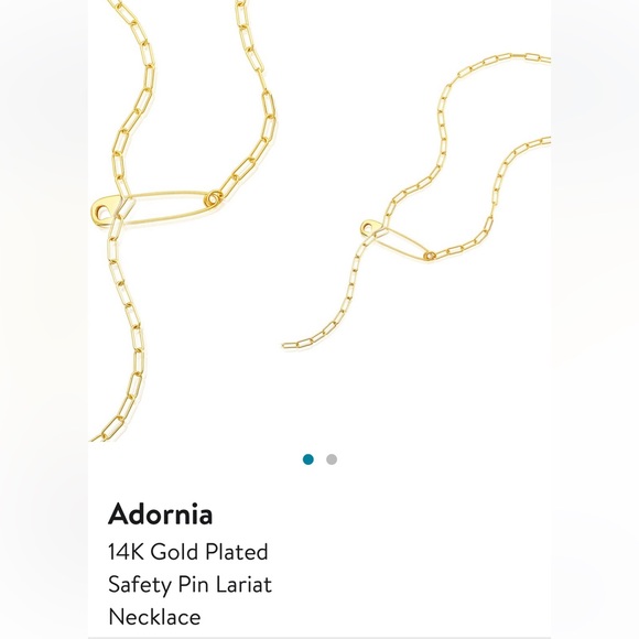 Adornia Jewelry - 14K Gold Plated Safety Pin Lariat Necklace
